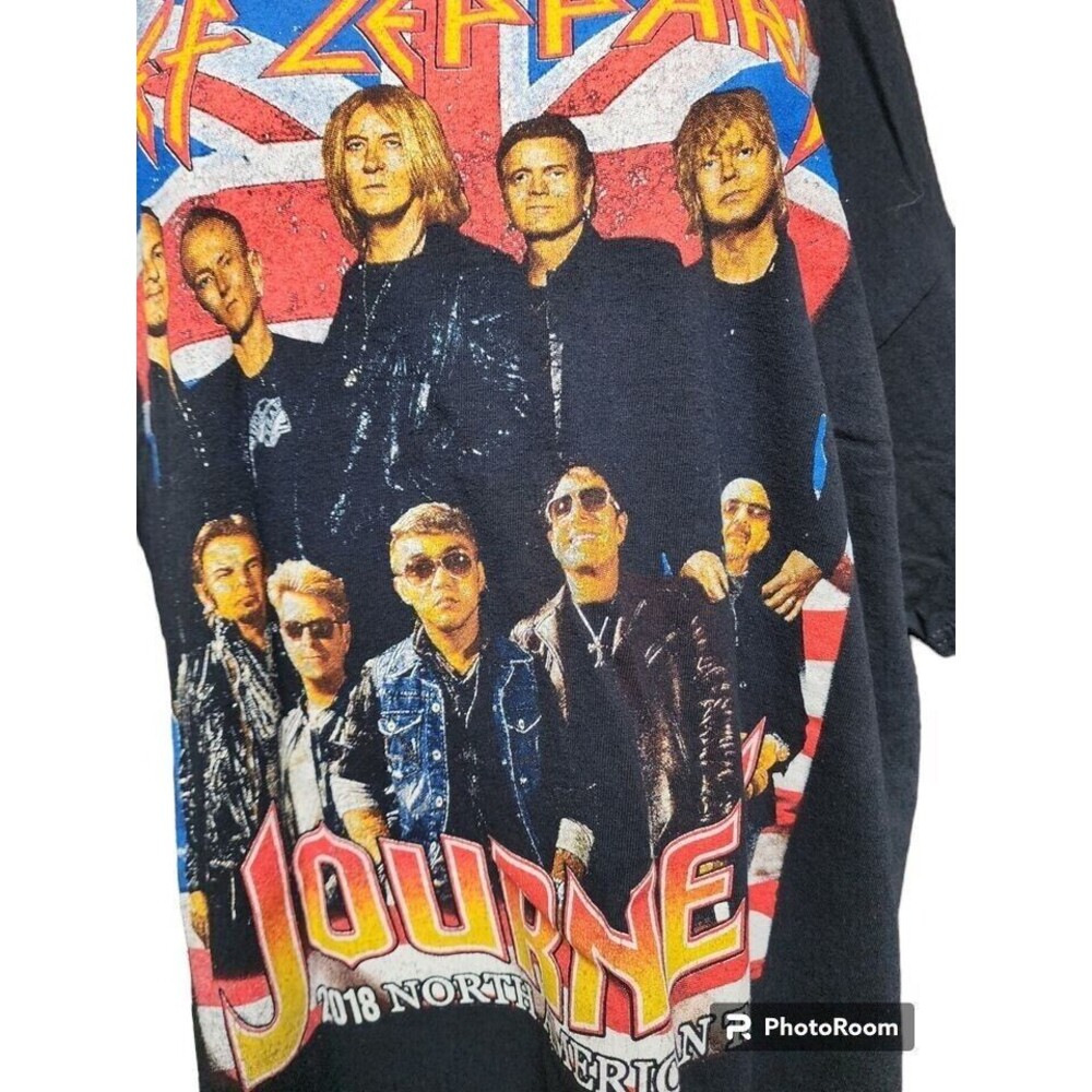 Def Leppard Journey Band T-Shirt 2018 Size 2X 2 Sides Black Rock Tour - Picture 2 of 7